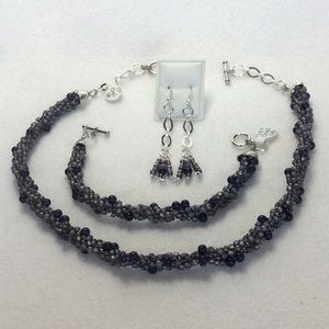 FINAL SALE PRICE Chalcedony & Woven Beads Set in Purple & Lavender